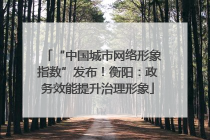 “中国城市网络形象指数”发布！衡阳：政务效能提升治理形象