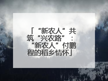 “新农人”共筑“兴农路”：“新农人”付鹏程的稻乡情怀