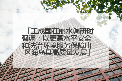 王成国在丽水调研时强调：以更高水平安全和法治环境服务保障山区海岛县高质量发展