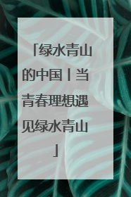 绿水青山的中国丨当青春理想遇见绿水青山