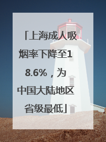 上海成人吸烟率下降至18.6%，为中国大陆地区省级最低