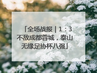 全场战报｜1：3不敌成都蓉城，泰山无缘足协杯八强