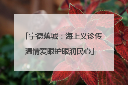 宁德蕉城：海上义诊传温情爱眼护眼润民心