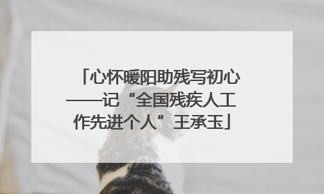 心怀暖阳助残写初心——记“全国残疾人工作先进个人”王承玉