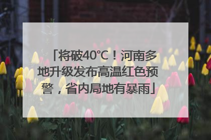 将破40℃！河南多地升级发布高温红色预警，省内局地有暴雨
