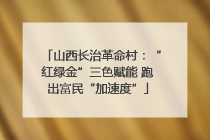 山西长治革命村：“红绿金”三色赋能 跑出富民“加速度”