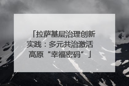 拉萨基层治理创新实践：多元共治激活高原“幸福密码”