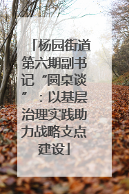 杨园街道第六期副书记“圆桌谈”：以基层治理实践助力战略支点建设