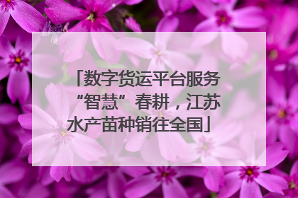 数字货运平台服务“智慧”春耕，江苏水产苗种销往全国
