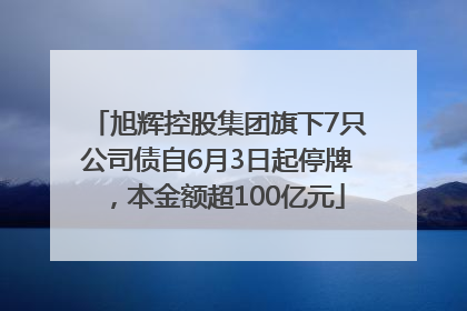 旭辉控股集团旗下7只公司债自6月3日起停牌，本金额超100亿元