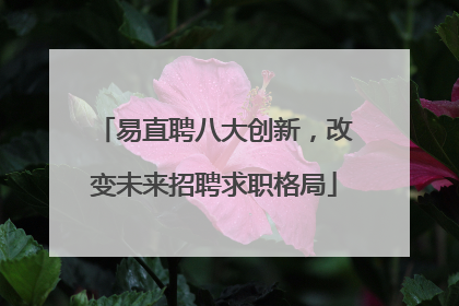 易直聘八大创新，改变未来招聘求职格局