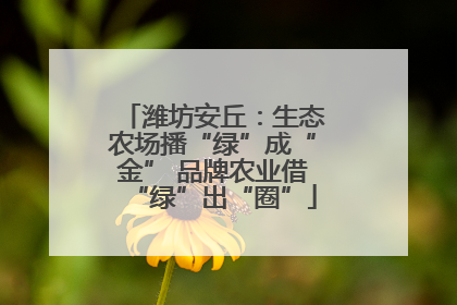 潍坊安丘：生态农场播“绿”成“金” 品牌农业借“绿”出“圈”