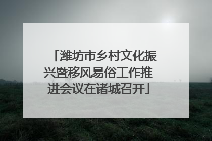 潍坊市乡村文化振兴暨移风易俗工作推进会议在诸城召开