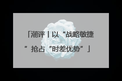 潮评丨以“战略敏捷”抢占“时差优势”