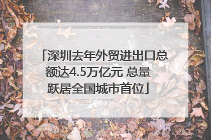 深圳去年外贸进出口总额达4.5万亿元 总量跃居全国城市首位