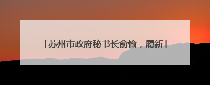 苏州市政府秘书长俞愉，履新