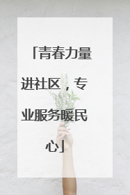 青春力量进社区，专业服务暖民心