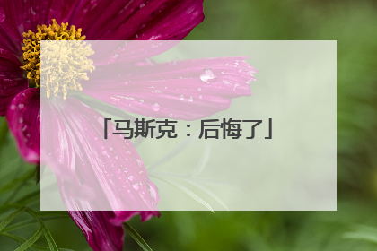 马斯克：后悔了