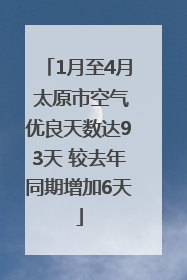 1月至4月 太原市空气优良天数达93天 较去年同期增加6天